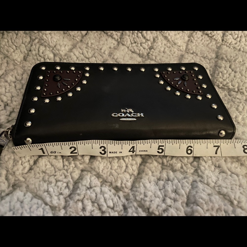 Coach studded zip around wallet